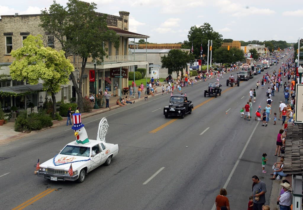 Boerne Berges Fest parade along historic Main Street, Texas