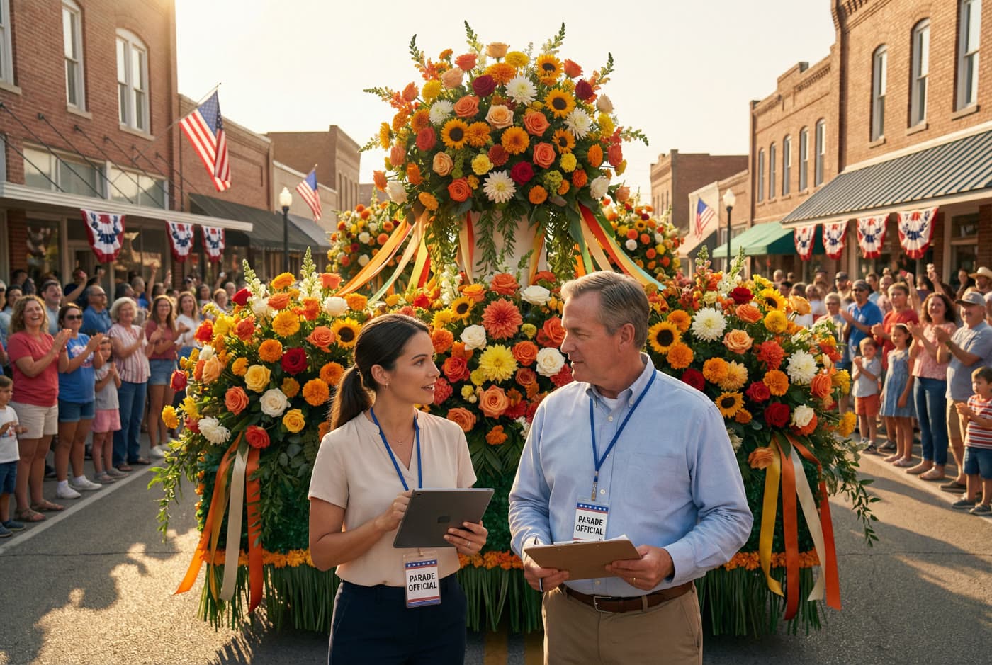 Outdoor community event — judges and coordinators at work